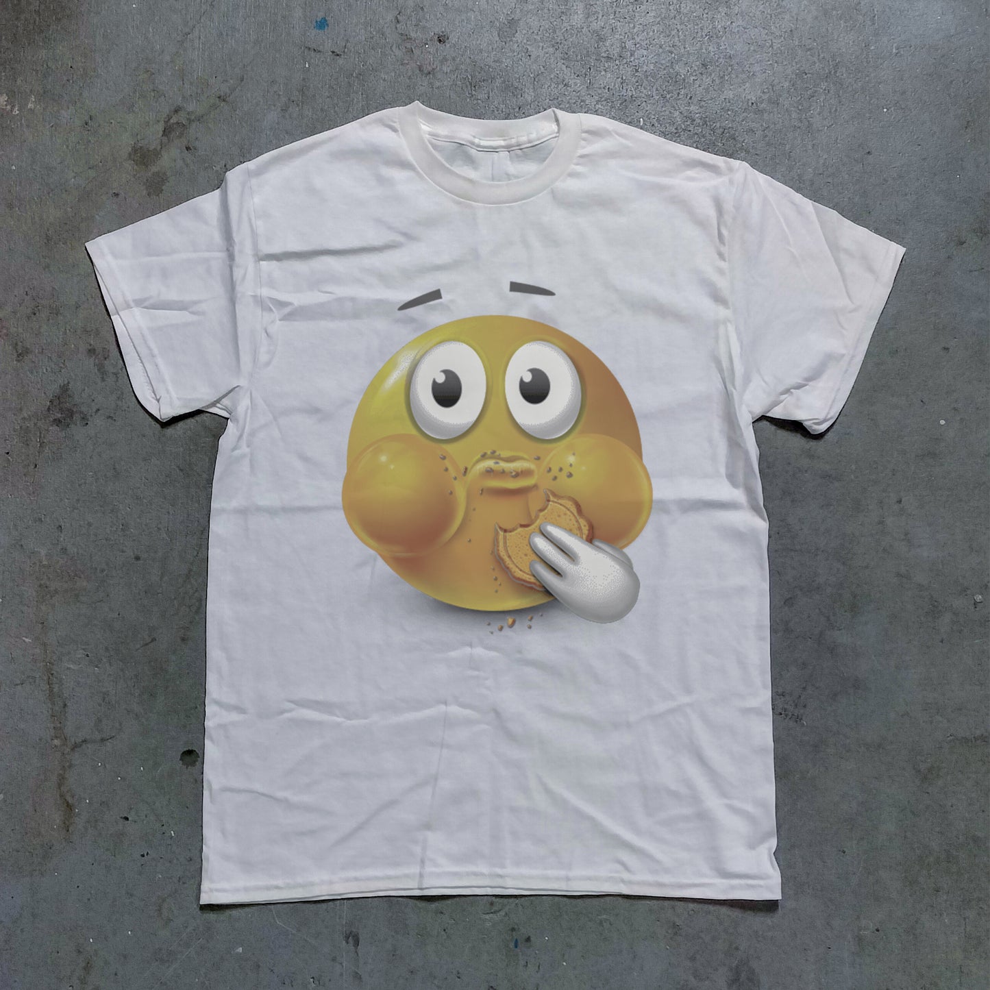 Yellow Cookie Emoji Graphic Tee - (White)