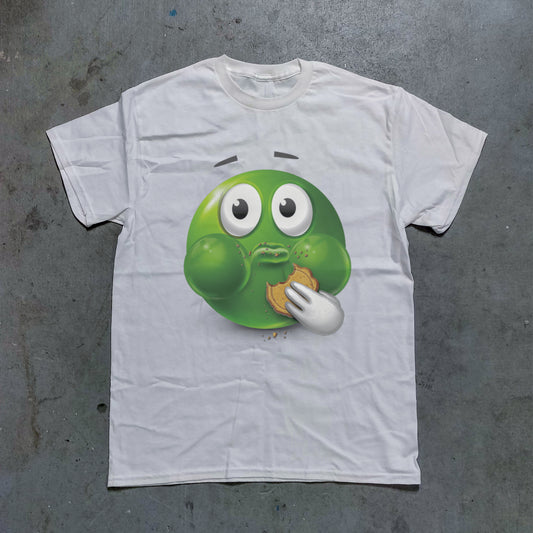 Green Cookie Emoji Graphic Tee - (White)