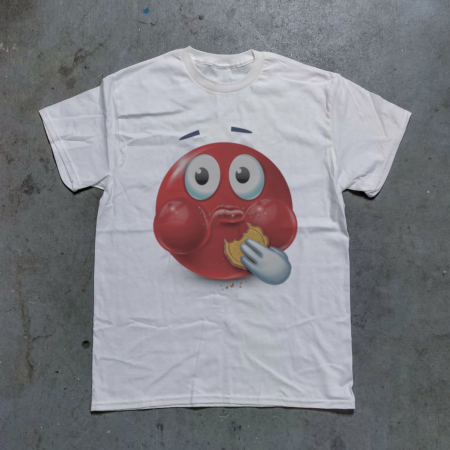 Red Cookie Emoji Graphic Tee - (White)